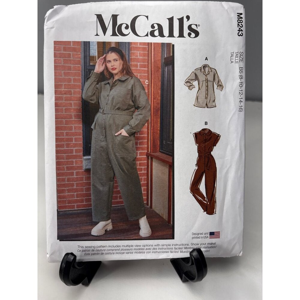 McCalls M8243 Romper/Jumpsuit Sewing Pattern Size 8-10-12-14-16 Uncut